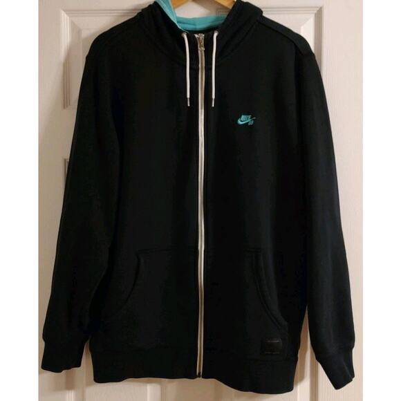 Nike Other - Men's Nike SB Sweatshirt Black/Teal Icon Full Zip Hoodie Skateboard Fleece - XL